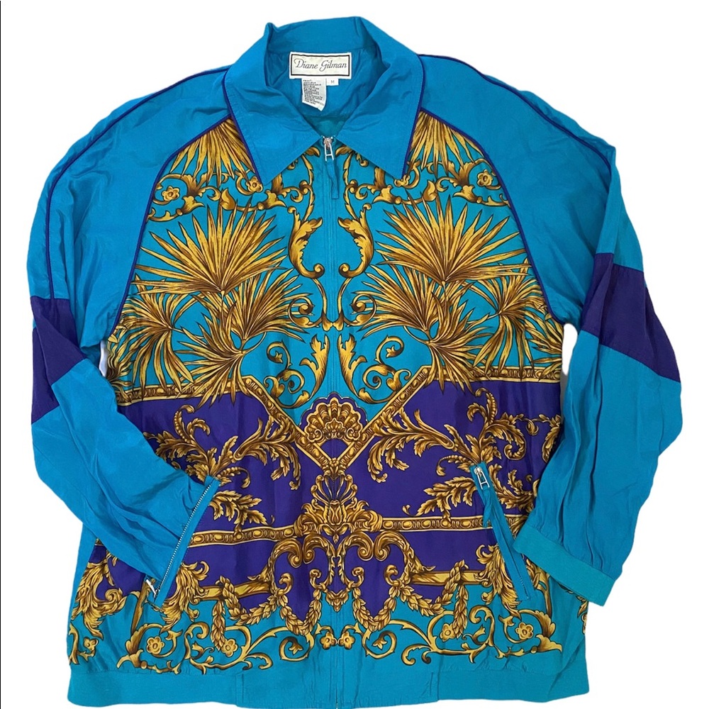 Vintage Diane Gilman 💯 Silk Zip Up Jacket